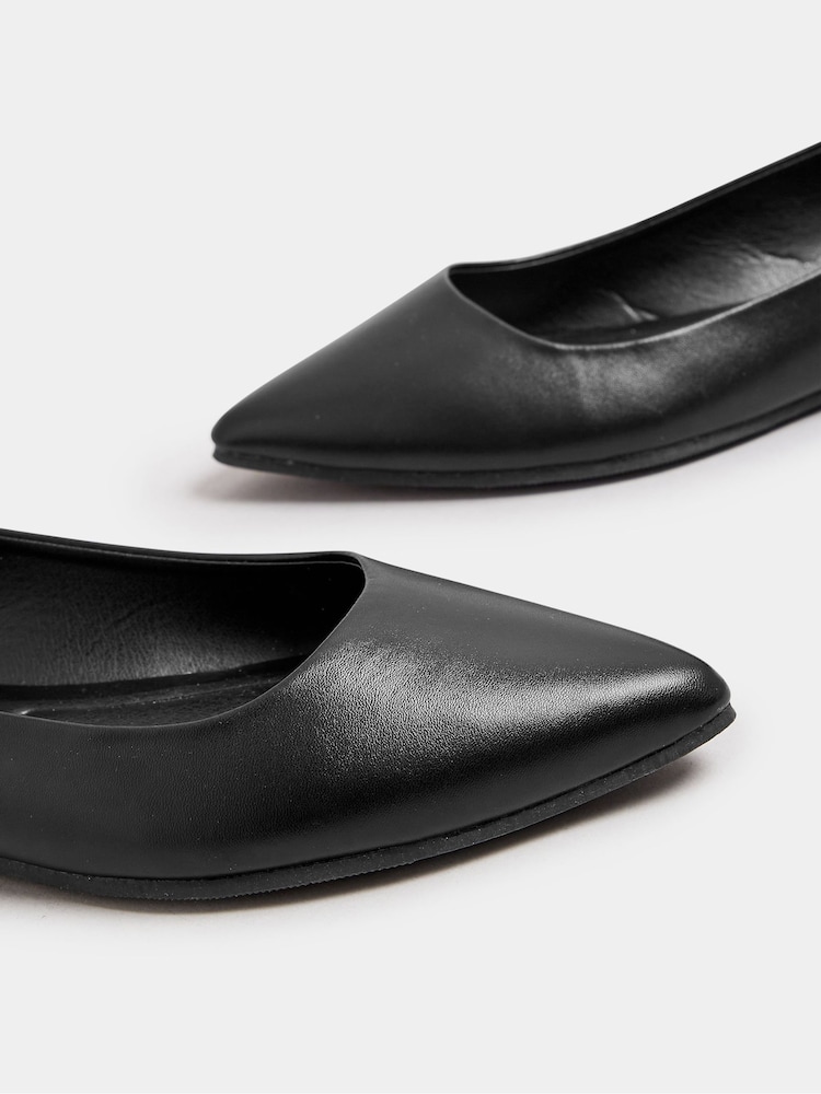 Yours Curve Black Wide Fit Wide Fit Flat Point Pumps - Image 6 of 6