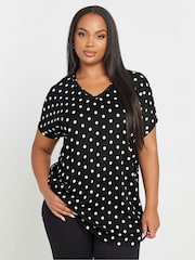 Yours Curve Black Dot Print Top - Image 1 of 5
