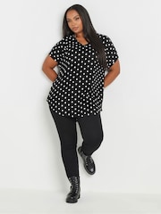 Yours Curve Black Dot Print Top - Image 2 of 5