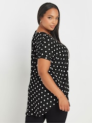 Yours Curve Black Dot Print Top - Image 3 of 5
