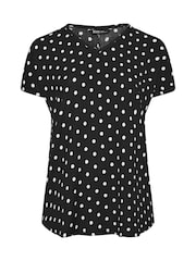 Yours Curve Black Dot Print Top - Image 5 of 5