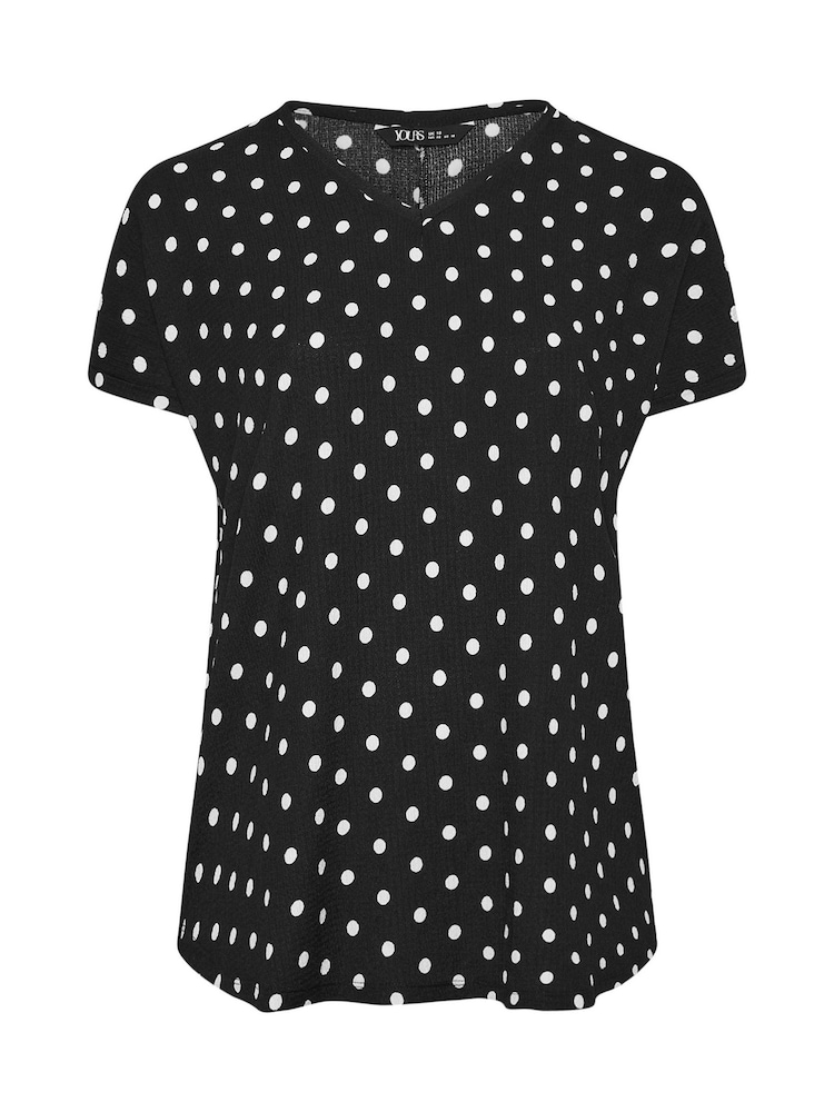 Yours Curve Black Dot Print Top - Image 5 of 5