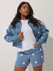 Yours Curve Blue Limited Shorts - Image 1 of 4