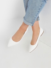 Yours Curve White Wide Fit Wide Fit Flat Point Pumps - Image 1 of 6