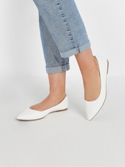 Yours Curve White Wide Fit Wide Fit Flat Point Pumps - Image 2 of 6
