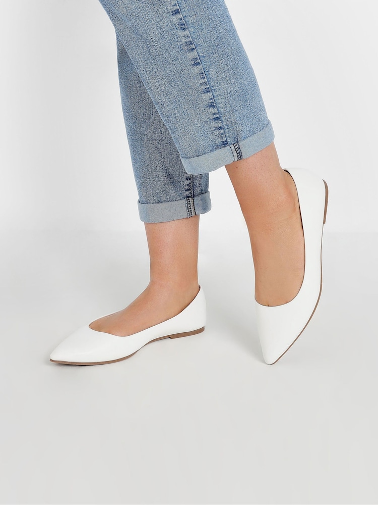 Yours Curve White Wide Fit Wide Fit Flat Point Pumps - Image 2 of 6