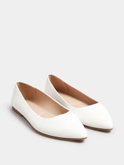 Yours Curve White Wide Fit Wide Fit Flat Point Pumps - Image 3 of 6