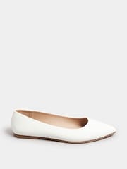 Yours Curve White Wide Fit Wide Fit Flat Point Pumps - Image 4 of 6