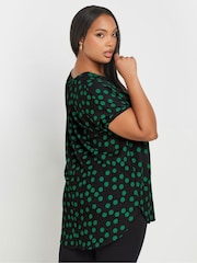 Yours Curve Green Dot Print Top - Image 4 of 6