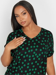 Yours Curve Green Dot Print Top - Image 5 of 6