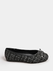 Yours Curve Black Extra-Wide Fit Boucle Ballet Pumps - Image 1 of 4