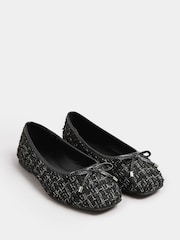 Yours Curve Black Extra-Wide Fit Boucle Ballet Pumps - Image 2 of 4