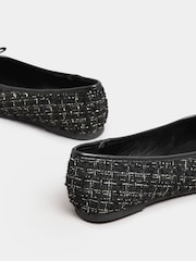 Yours Curve Black Extra-Wide Fit Boucle Ballet Pumps - Image 3 of 4