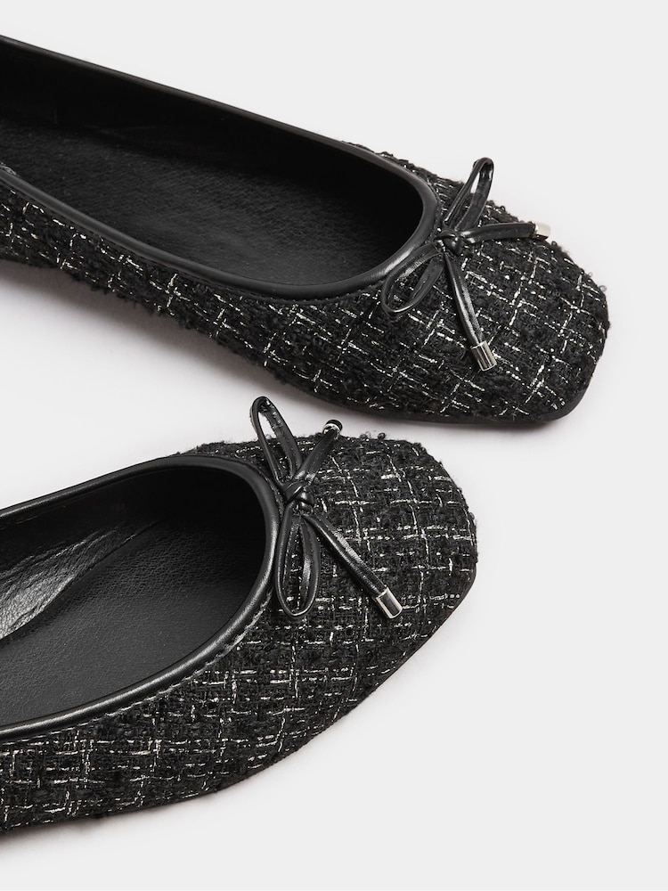 Yours Curve Black Extra-Wide Fit Boucle Ballet Pumps - Image 4 of 4