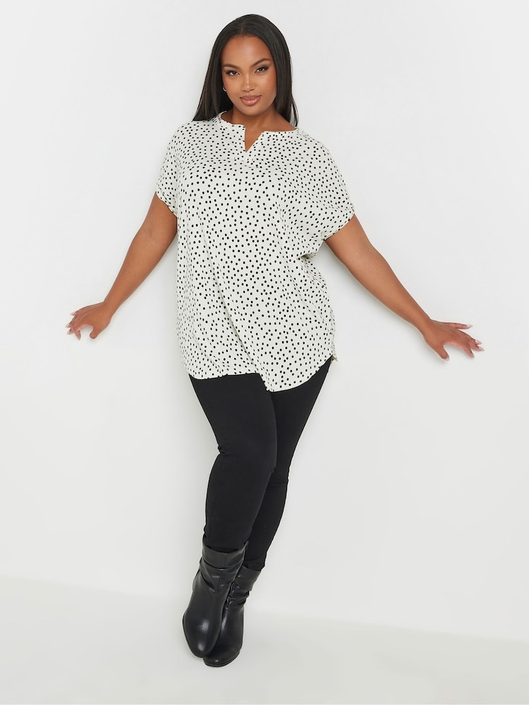 Yours Curve White Dot Print Top - Image 2 of 5
