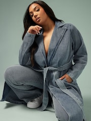 Yours Curve Blue Limited Longline Denim Trench Coat - Image 2 of 3