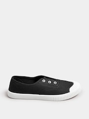 Yours Curve Black Wide Fit Wide Fit Lace-Less Canvas Shoes - Image 2 of 5