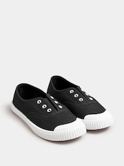 Yours Curve Black Wide Fit Wide Fit Lace-Less Canvas Shoes - Image 3 of 5