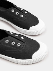Yours Curve Black Wide Fit Wide Fit Lace-Less Canvas Shoes - Image 5 of 5