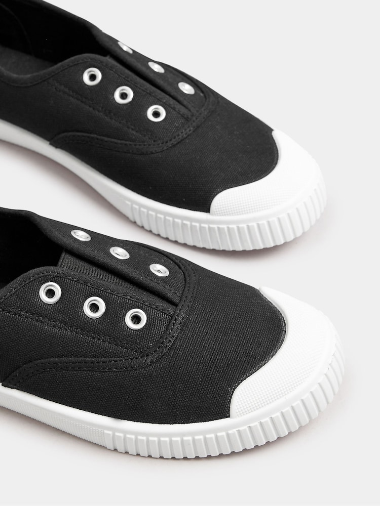 Yours Curve Black Wide Fit Wide Fit Lace-Less Canvas Shoes - Image 5 of 5