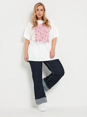 Yours Curve White Relaxed Brunch 100% Cotton Club T-Shirt - Image 2 of 4