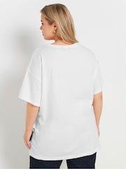 Yours Curve White Relaxed Brunch 100% Cotton Club T-Shirt - Image 3 of 4