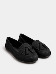 Yours Curve Black Wide Fit Wide Fit Micro Tassle Loafers - Image 2 of 5