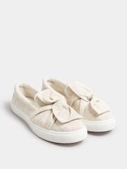 Yours Curve White Wide Fit Twist Bow Trainers - Image 1 of 4