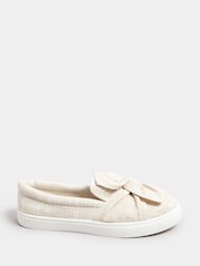 Yours Curve White Wide Fit Twist Bow Trainers - Image 2 of 4