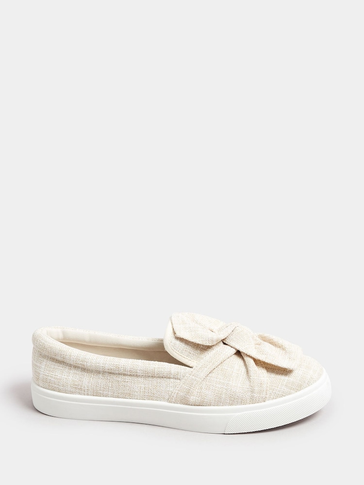 Yours Curve White Wide Fit Twist Bow Trainers - Image 2 of 4