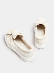 Yours Curve White Wide Fit Twist Bow Trainers - Image 3 of 4