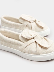 Yours Curve White Wide Fit Twist Bow Trainers - Image 4 of 4