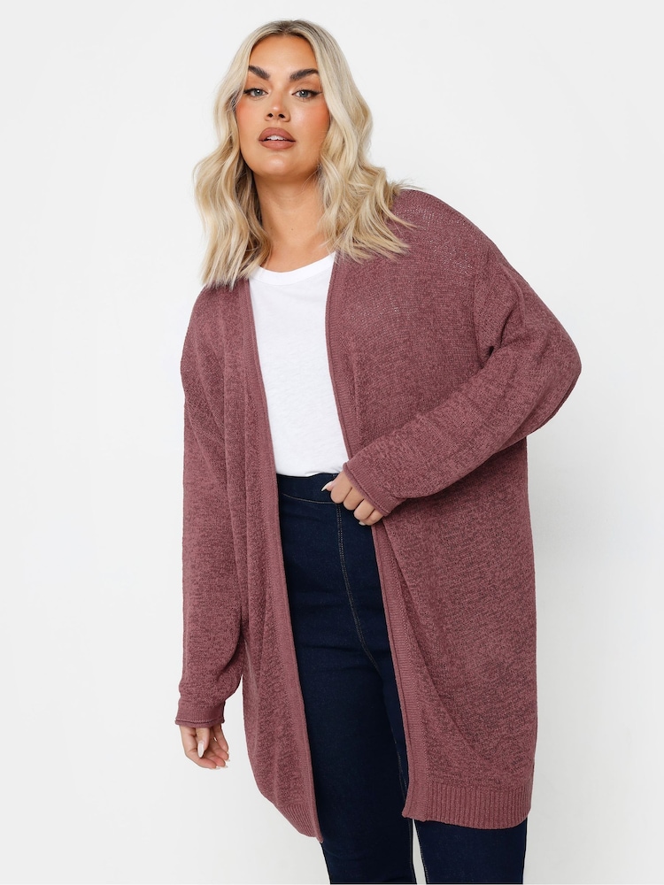 Yours Curve Pink Tape Yarn Cardigan - Image 1 of 5 Yours Curve Pink Tape Yarn Cardigan - Image 1 of 5