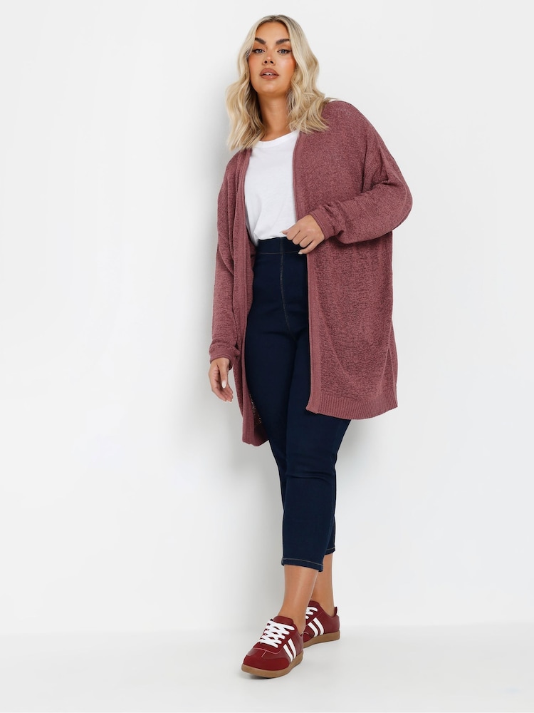 Yours Curve Pink Tape Yarn Cardigan - Image 2 of 5 Yours Curve Pink Tape Yarn Cardigan - Image 2 of 5