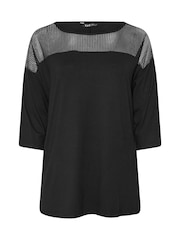 Yours Curve Black Mesh Yoke Top - Image 1 of 1