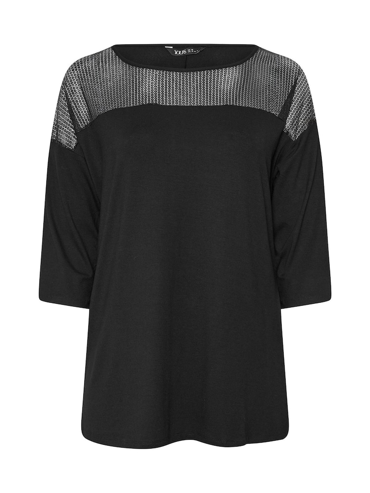 Yours Curve Black Mesh Yoke Top - Image 1 of 1