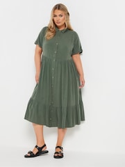 Yours Curve Green Chambray Shirt Dress - Image 1 of 5
