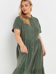 Yours Curve Green Chambray Shirt Dress - Image 4 of 5