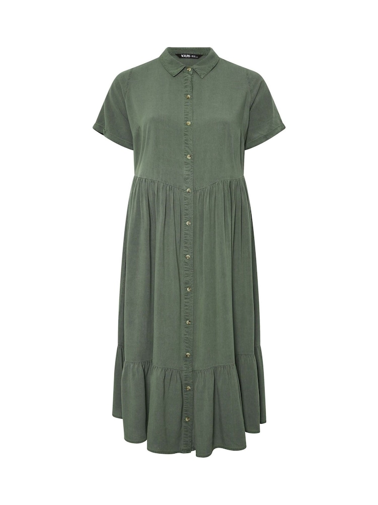 Yours Curve Green Chambray Shirt Dress - Image 5 of 5