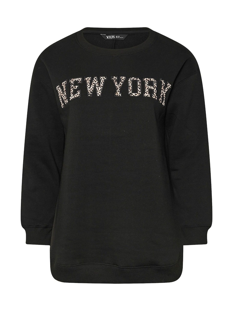 Yours Curve Black New York Embellished Sweatshirt - Image 5 of 5
