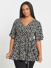 Top envolvente com estampa floral Yours Curve - Imagem 1 de 6