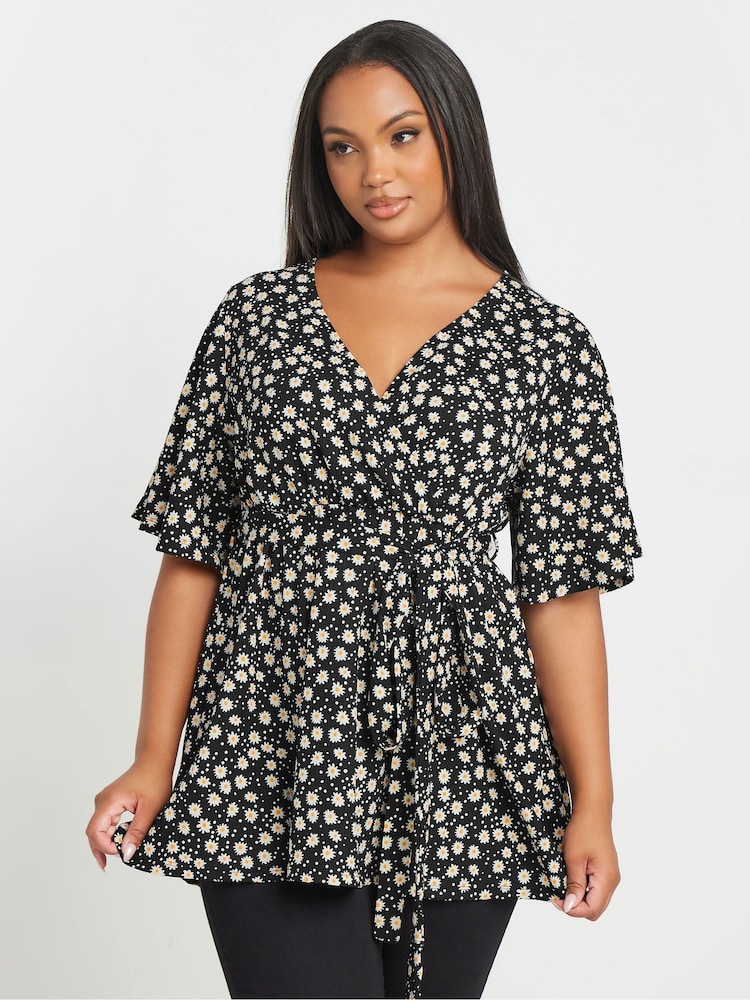 Top envolvente com estampa floral Yours Curve - Imagem 1 de 6