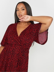 Rojo - Yours Curve Floral Textured Wrap Top - Imagen 4 de 5