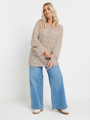 Yours Curve Natural Pointelle Crochet Jumper - Image 2 of 5