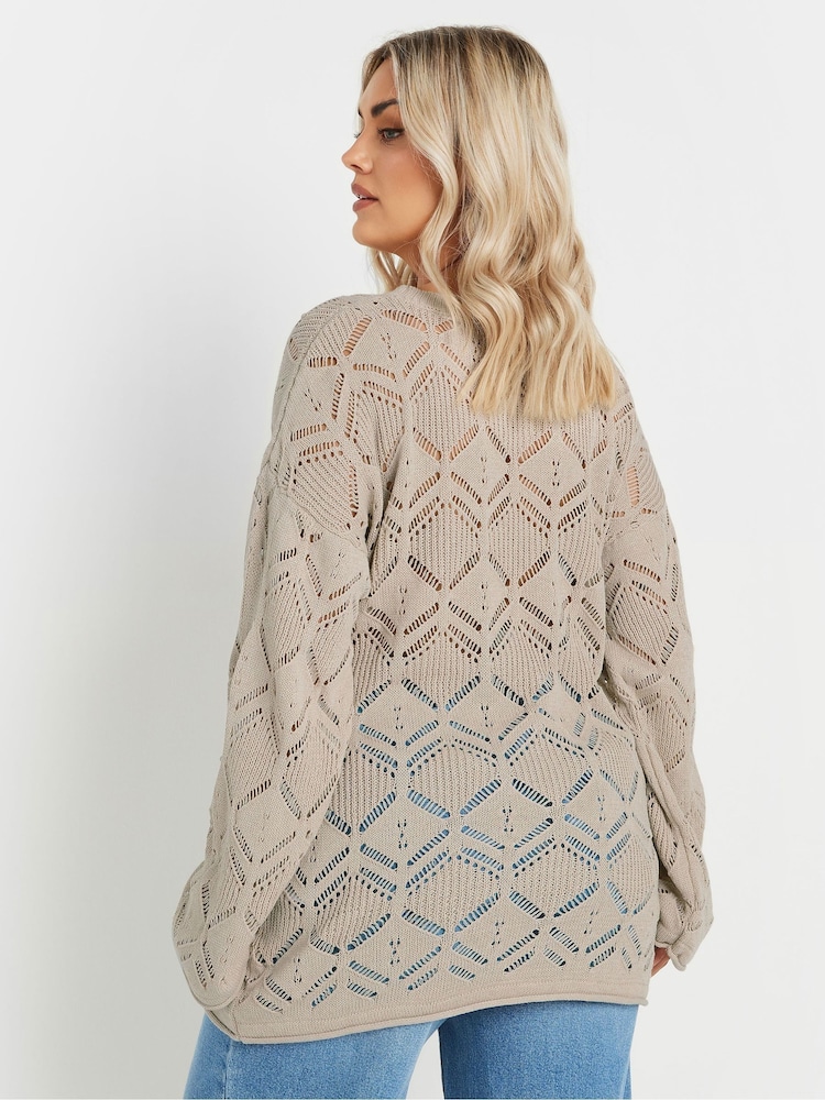 Yours Curve Natural Pointelle Crochet Jumper - Image 4 of 5