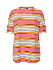 Yours Curve Pink Striped Ribbed Swing Top - Image 5 of 5