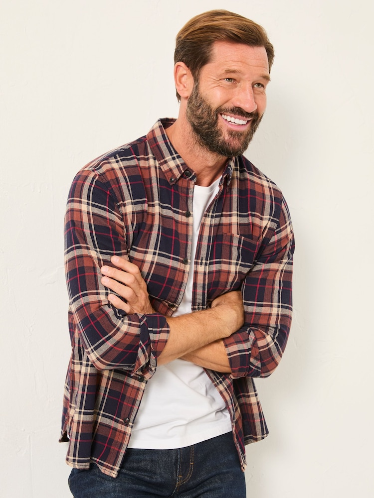 FatFace Alford Navy Long Sleeve Check Shirt - Image 1 of 6 FatFace Alford Navy Long Sleeve Check Shirt - Image 1 of 6