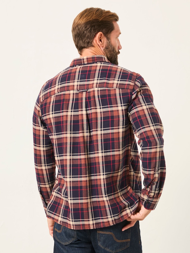 FatFace Alford Navy Long Sleeve Check Shirt - Image 2 of 6 FatFace Alford Navy Long Sleeve Check Shirt - Image 2 of 6