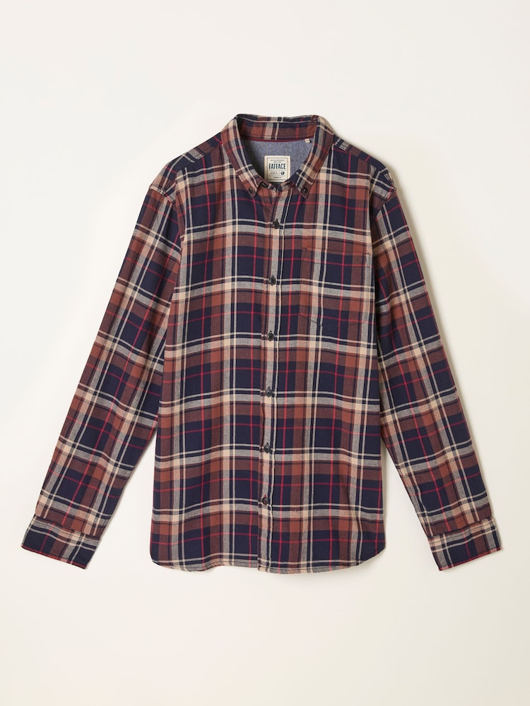 FatFace Alford Navy Long Sleeve Check Shirt - Image 6 of 6 FatFace Alford Navy Long Sleeve Check Shirt - Image 6 of 6