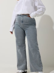 Yours Curve Blue Limited Thin Waist Band Jeans - Image 1 of 5